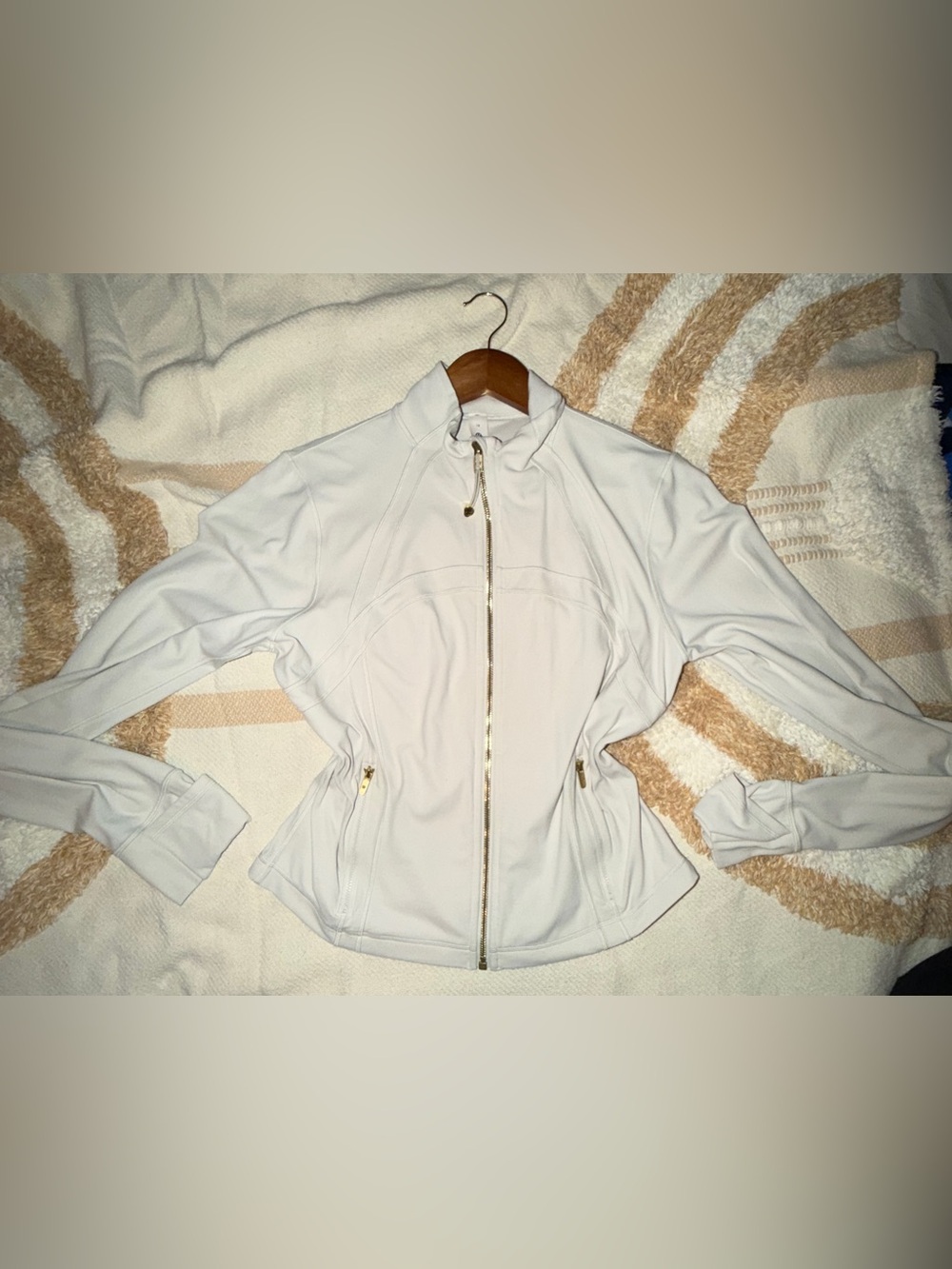 lululemon athletica White Full-Zip Jacket with Gold Hardware